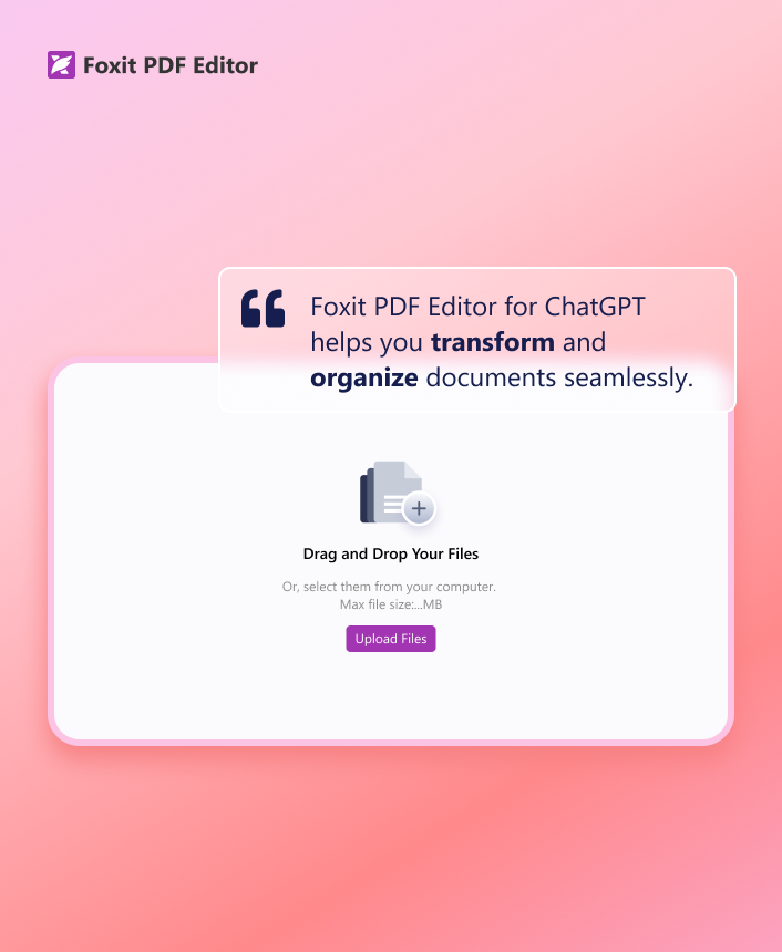 Upload a PDF document for subsequent operations