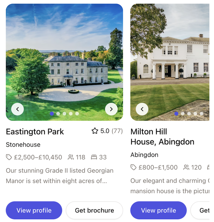 help me find a wedding venue in the Cotswolds