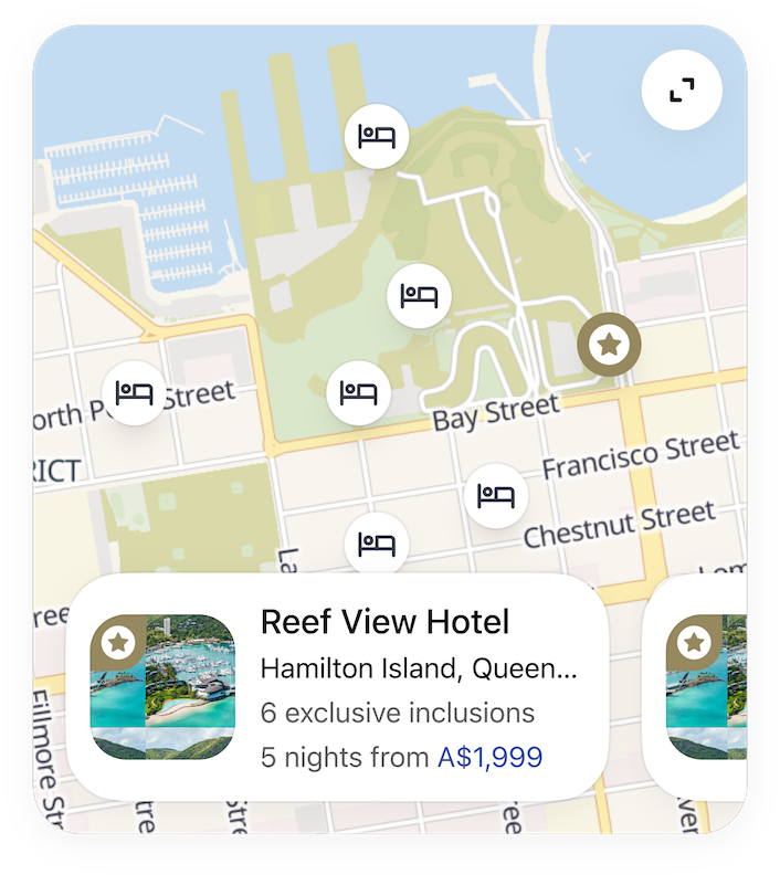Show me beachfront hotels on Hamilton Island