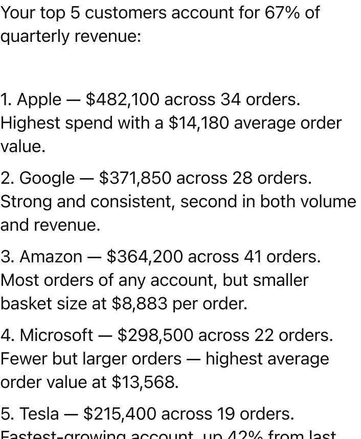 Who are our biggest customers this quarter?