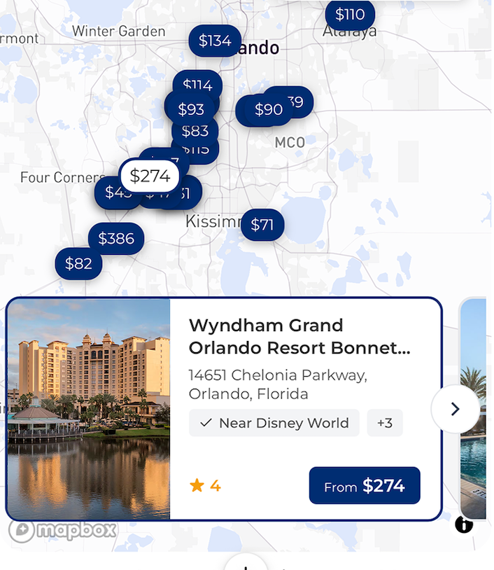 Find me a hotel near Disney World with a pool, golf and spa.