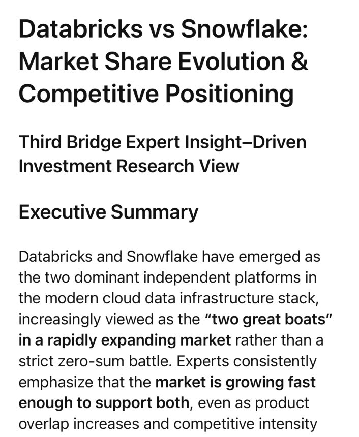 Competitive analysis based on Third Bridge expert network transcripts