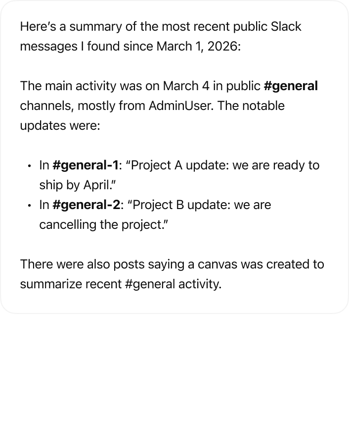 Summarize activity in Slack this month
