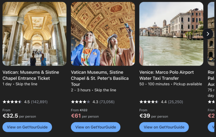 Top activities in Italy