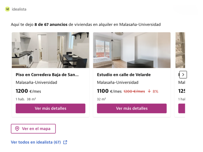 @idealista muéstrame pisos con ascensor en Malasaña por menos de 1300 €/mes