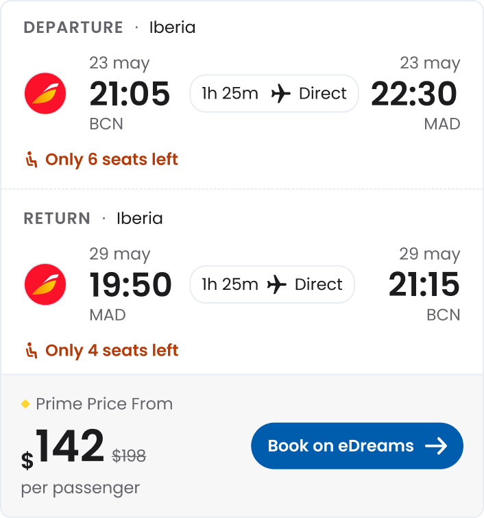 Search a flight for a weekend in Madrid