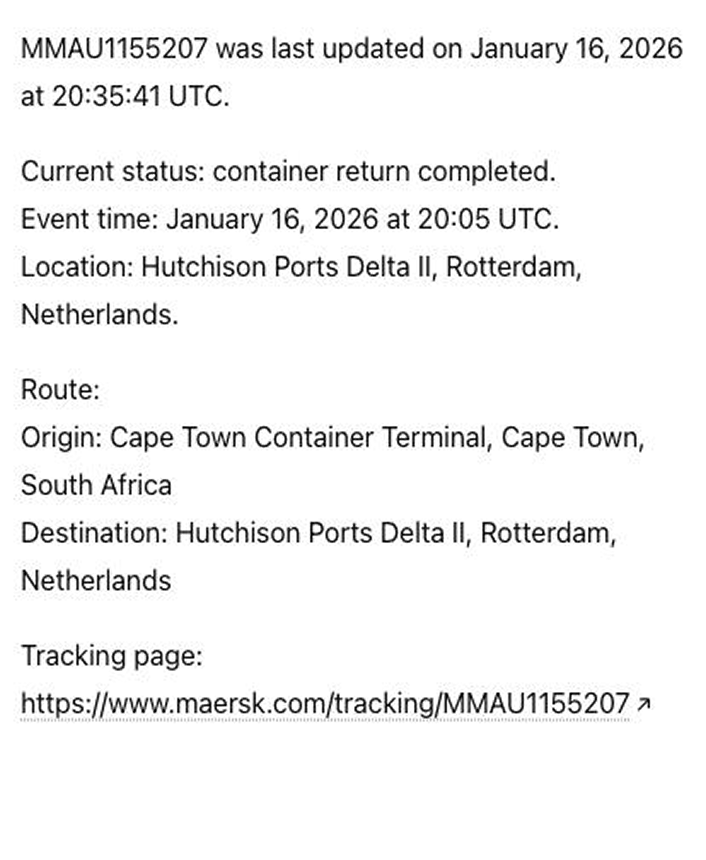 @Maersk where is my container MMAU1155207?