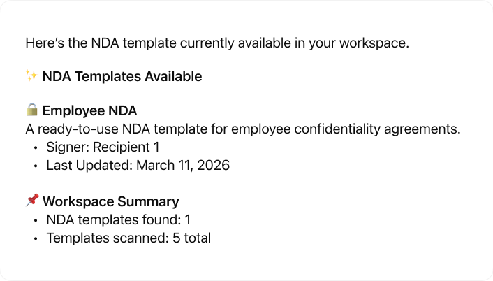 Which NDA templates are available right now?