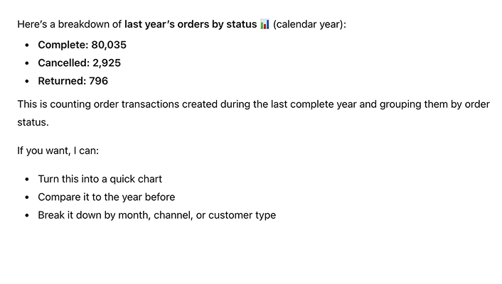 @Omni show me last year's orders by status