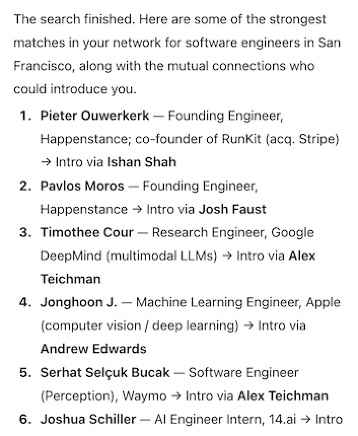 Search my network for software engineers in San Francisco